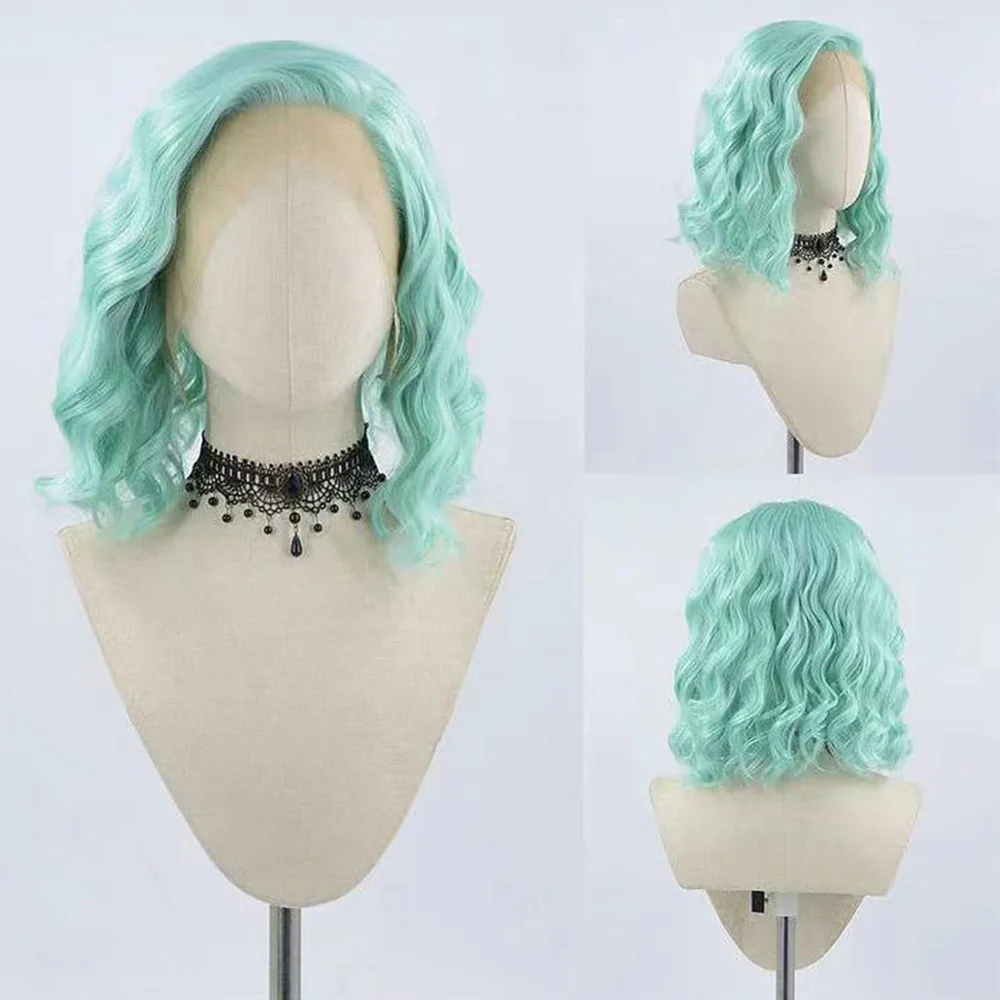 

Synthetic Wig Green Body Wave Glueless Preplucked Lace Front For Women With Baby Hair Heat Resistant Fiber Hair Wigs Daliy Wear