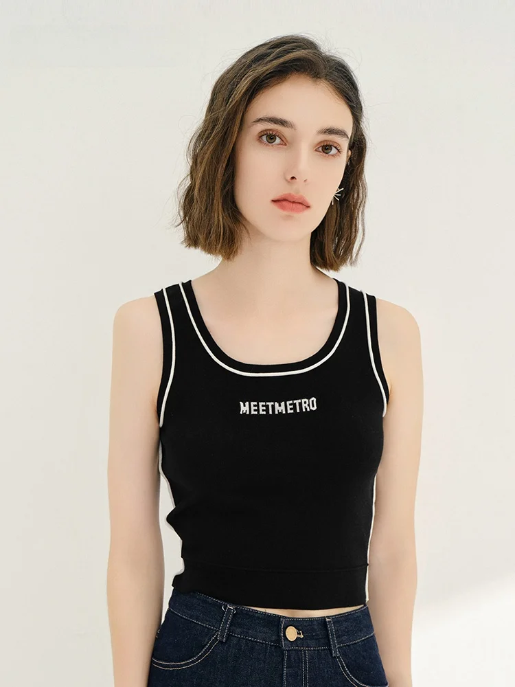 Meetmetro Mayer контрастного цвета с вышивкой букв женский жилет на слинге осень 2024