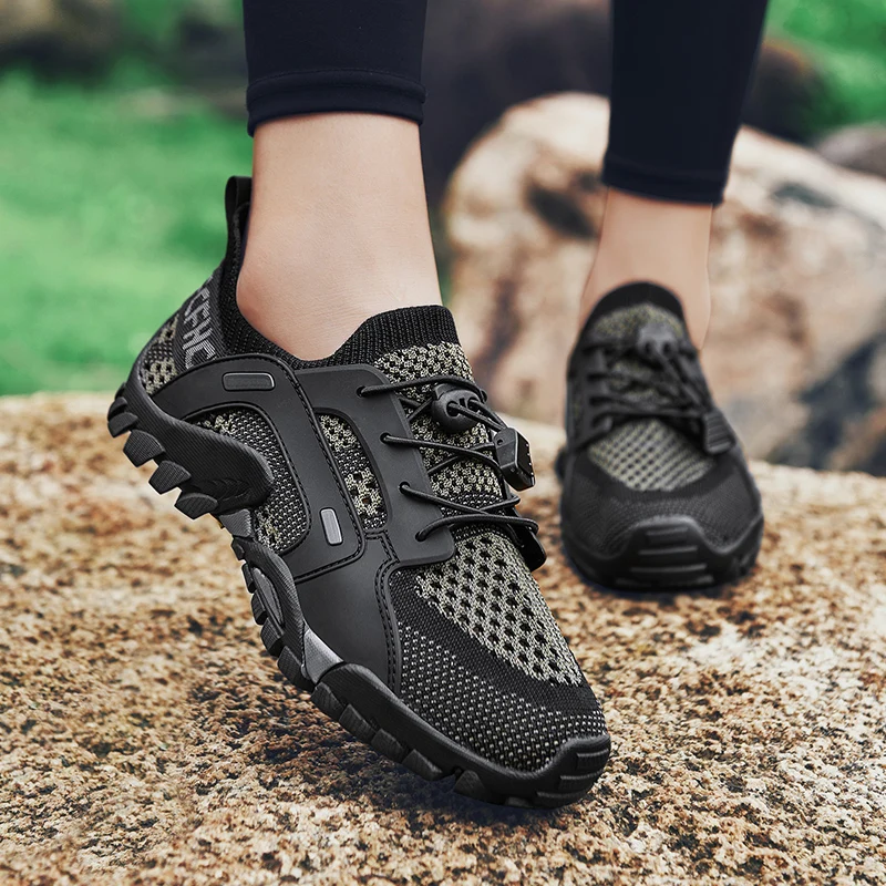 2023 Summer Black Hiking Shoes Men Women Non-slip Breathable Mesh Trekking Sneakers Couple High Quality Climbing Sport Shoe Male