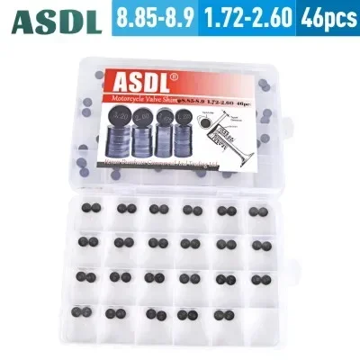 

23 шт., детали двигателя мотоцикла, регулируемые подушечки для клапанов, диаметр 8,85-8,9 мм, толщина 1,72–2,6 мм, комплекты подушечек для клапанов