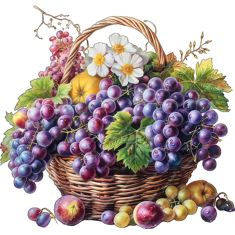 Красивые наклейки Three Ratels с изображением виноградной корзины и фруктов для