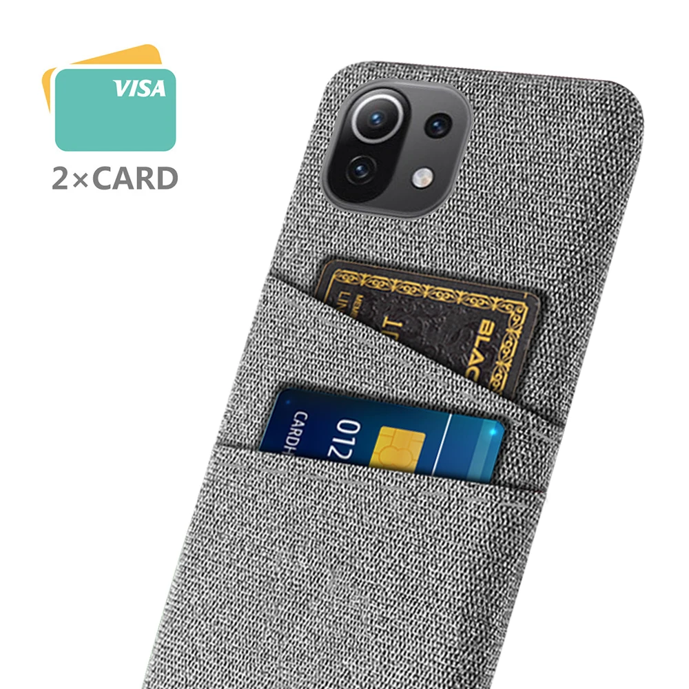 

For Xiaomi Mi 11 Lite Case Luxury Fabric Dual Card Phone Cover for Mi11 Lite 4G 5G 11T Pro Mi 11 Ultra Mi 11i 11X Funda Coque
