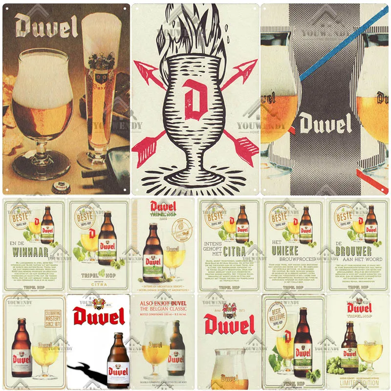 

Duvel Beer Vintage Poster Metal Signs Retro Tin Sign Decorative Plaque Room Decoration for Pub Bar Man Cave Club Wall Art Decor