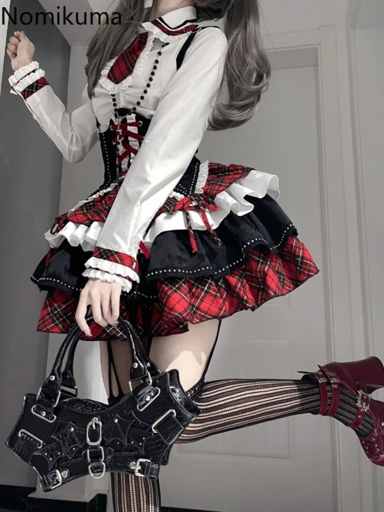 Японские женские комплекты из 3 предметов белая рубашка с длинным рукавом