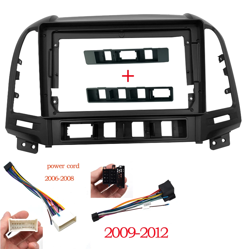 

Adaptateur de montage de tableau de bord, kit de garniture de tableau de bord, panneau facial 9 "pour Hyundai IX45 Sante Fe 2006