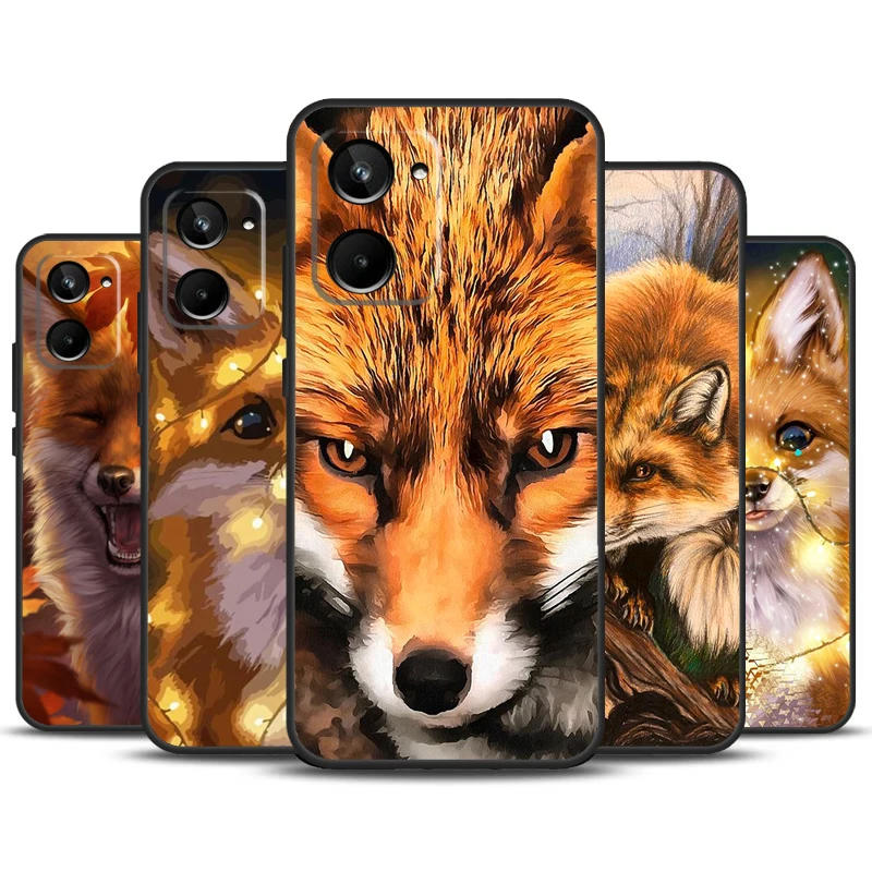 Милые животные лисы для Realme 11 12 Pro Plus 9 10 GT5 GT3 GT Neo5 C35 C31 C30 C33 C51 C53 C55 C21Y C25s чехол