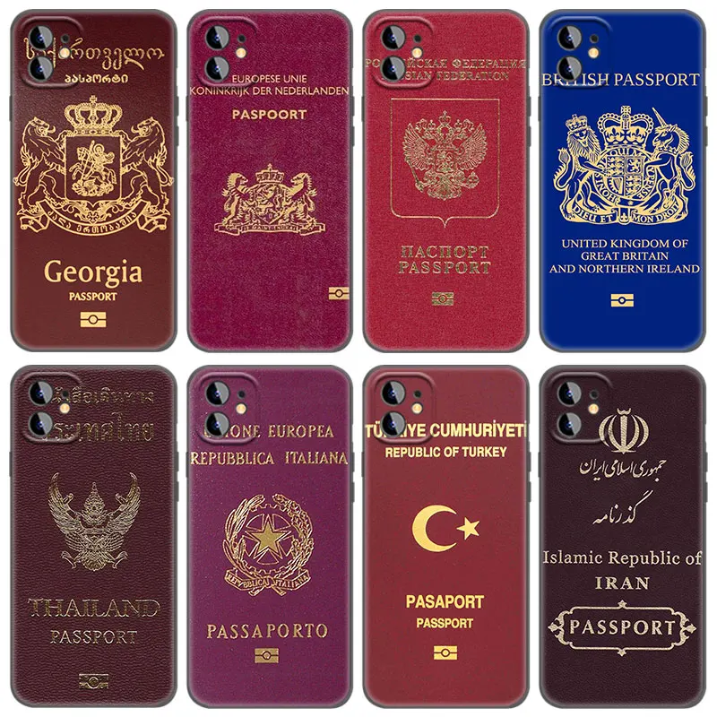 

Phone Case for IPhone 13 12 Mini 11 Pro Max XR X XS MAX 6 6S 7 8 Plus 5 5S SE 2020 Black Cover Travel World Passport Funda
