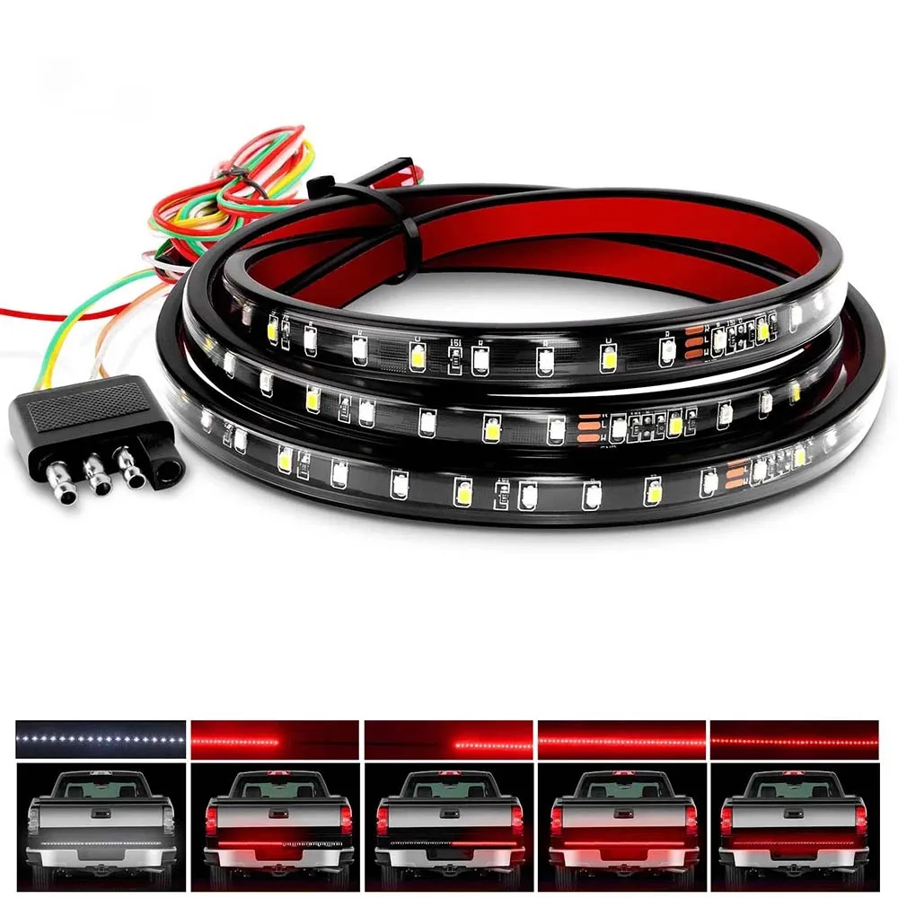 

1PC 12V 49/60inch LED Car Brake Turn Light Warning Signal Flexible Strip Rear Tail Running Reverse Double Flash Red Lamp Parts