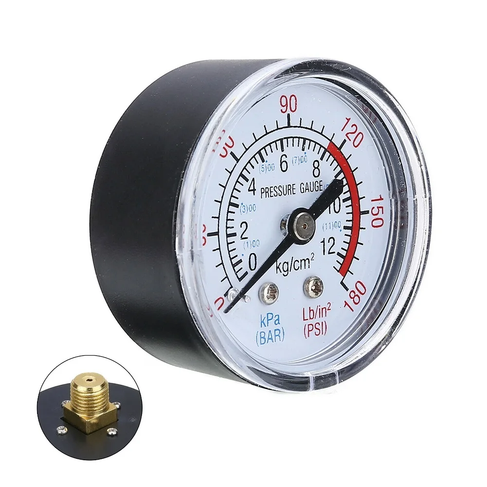 

Compressor Gauge Air Compressor Iron Shell Pneumatic Y40 Horizontal Hydraulic Pressure 0-12Bar 0-180PSI Manometer 42*40mm