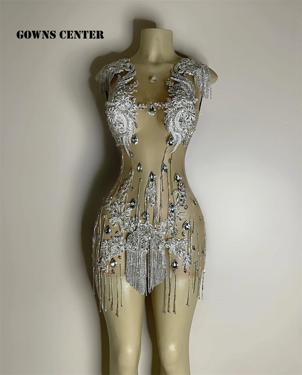 

Sparkly Mermaid Prom Dresses 2022 Luxury Gowns For Black Girls Birthday Party Dress O Neck Sexy Homecoming Mini With Tassels