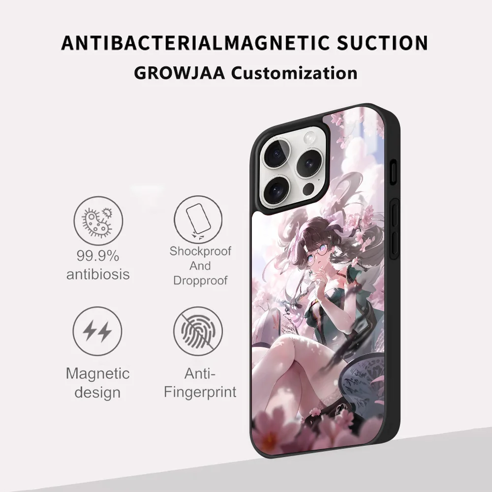 Чехол для телефона Zhezhi Wuthering Waves iPhone 16 15 14 13 12 11 Pro Max Plus Mini Magsafe Mirror беспроводной