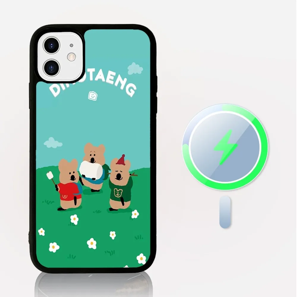 Cute D-Dinotaeng Bear Phone Case Magesafe Magnetic Wireless Charge For iPhone 16 11 12 13 14 15 Pro Max Plus Mini
