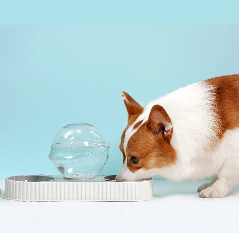 

1.8L Planet Cat Bowl Dog Food Bowl 2-in-1 Feeder Automatic Water Dispenser Anti-Overturning Drink Double Filter Element Basin F