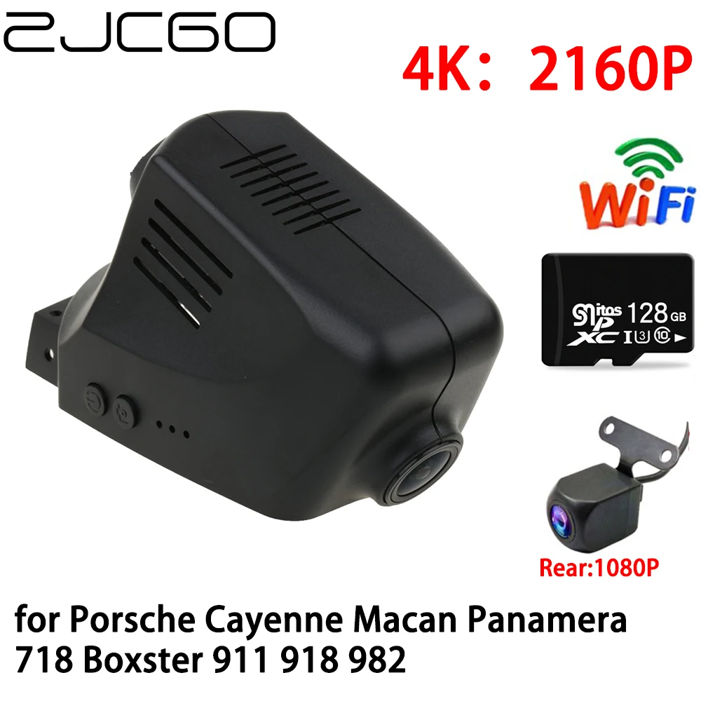 ZJCGO HD Car DVR Dash Cam Wifi Front Rear Camera 2 Lens 2K 4K 24h Parking for Porsche Cayenne Macan Panamera 718 Boxster 911 982