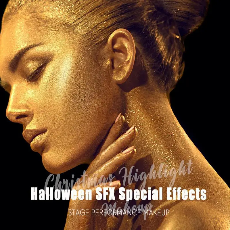 

Gold Face Paint 60ml Body Painting Pallet Eye Shadow Cosmetics Tools Water Soluble Relaxing Face Body Paint For Halloween Party