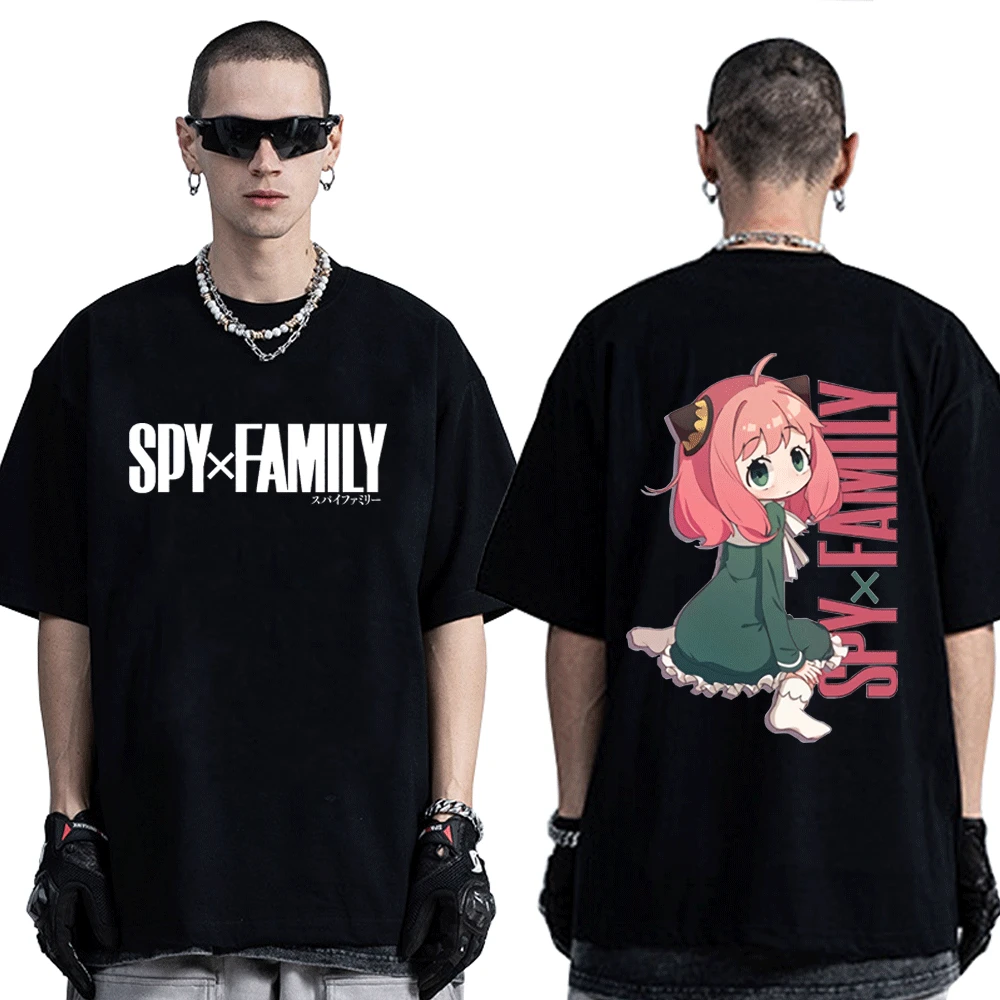 

Футболка с надписью «Spy X Family Anya» для мужчин и женщин, хлопковая тенниска с рисунком аниме, модная уличная одежда в японском стиле с коротким ...