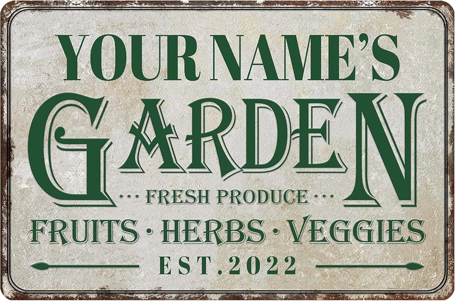 Ctom Grden Sgn Персонализированный Nme lumnum Ретро Wll декор - фрехи травы овощи полный