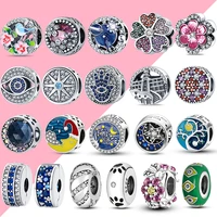 chams de plata 925 flat round charm beads suitable for original pandora 925 silver charm bracelet diy fashion make gift