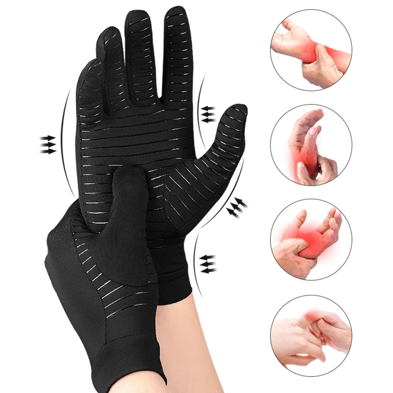 1 Pair Compression Arthritis Gloves Women Men Joint Pain Relief Full Finger Brace Therapy Wrist Support Anti-slip Therapy Gloves