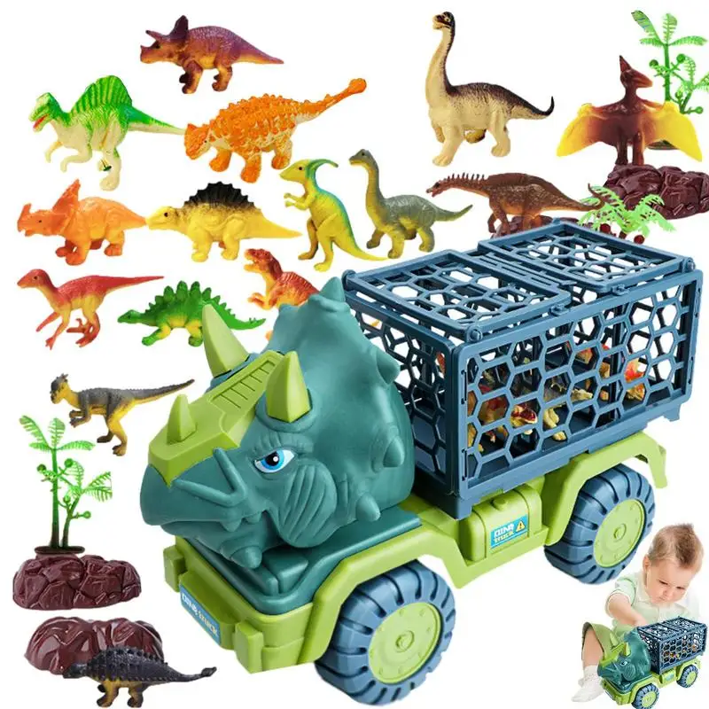 

Dinosaur Truck Oversized Car Carrier Toy Transport Carrier Vehicle Dino Animal Model Tyrannosaurus Rex Truck Game Children