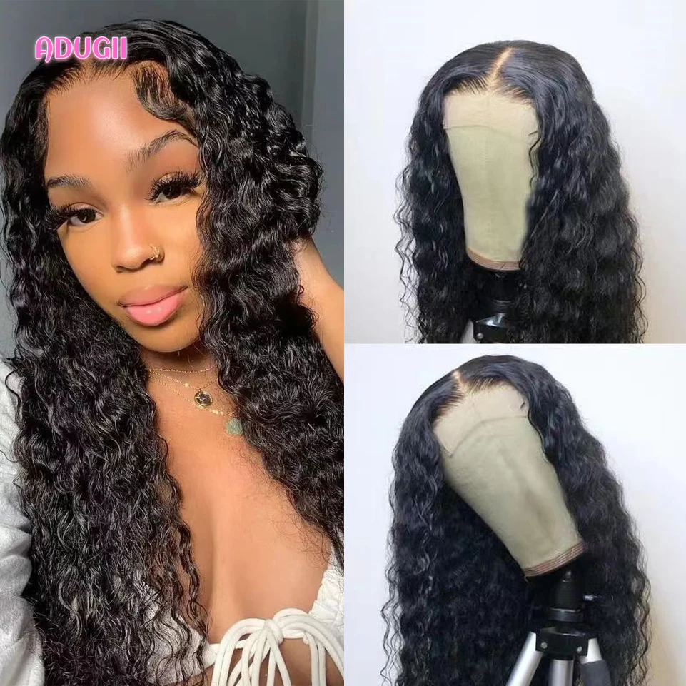 Water Wave Transparent Lace Front Wigs For Black Women Brazilian Curly Hair Closure Wig 180 Density Wet And Wavy Wig Human Hair