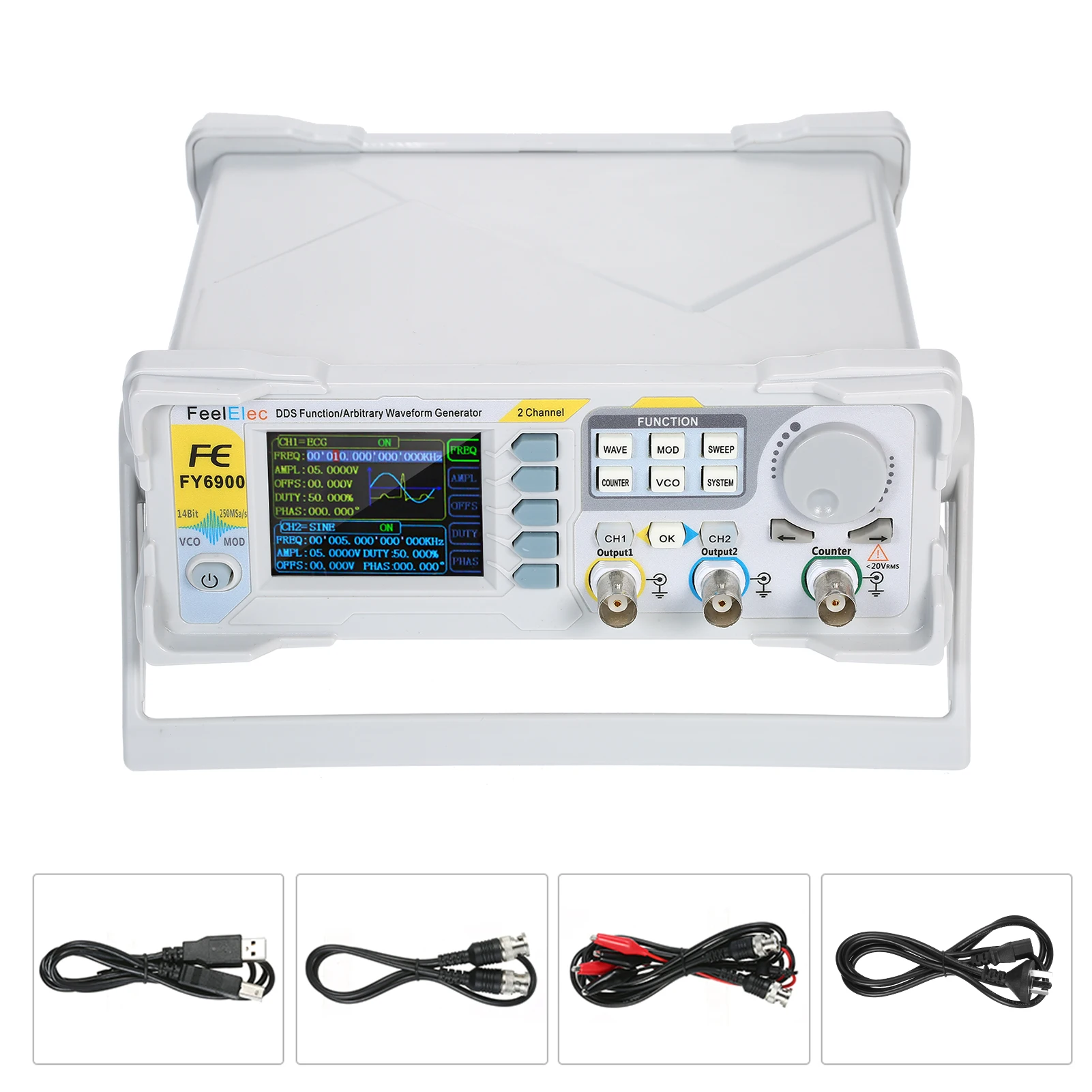 

100/60/20MHz Function Signal Generator High Precision Digital DDS Dual-channel Function Signal/Arbitrary Waveform Generator
