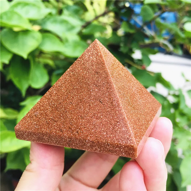 

Golden sand Healing Pyramid Natural Mineral Triangled Crystal Point wholesale