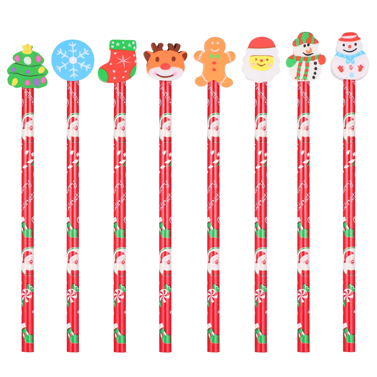 

Toyvian 24pcs Christmas with Eraser Cartoon Stationary Pencils for Kids Students Random Style