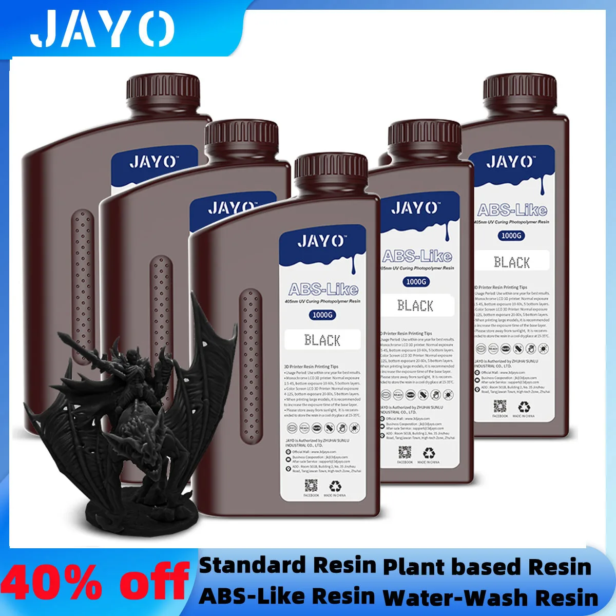JAYO 5KG Standard/ABS-Like/Plant based/Water-Wash Resin 395-405nm UV Curing  Photopolymer Rapid Resin for LCD/DLP/SLA 3D Printer