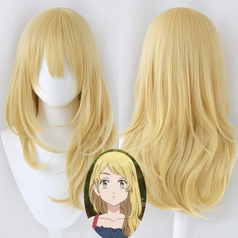 

Emma Sano Cosplay Wig Anime Tokyo Revengers Emma Synthetic Fake Hair Halloween Party Carnival Role Play + a wig cap