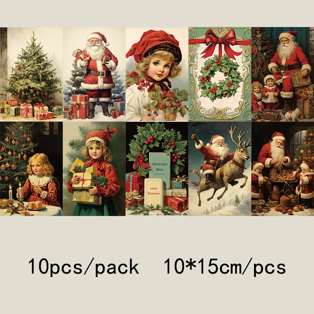 

30Pcs Vintage Christmas Greeting Cards Different Festival Element Christmas Postcard No Marks Back Retro Xmas Card Gift открытки