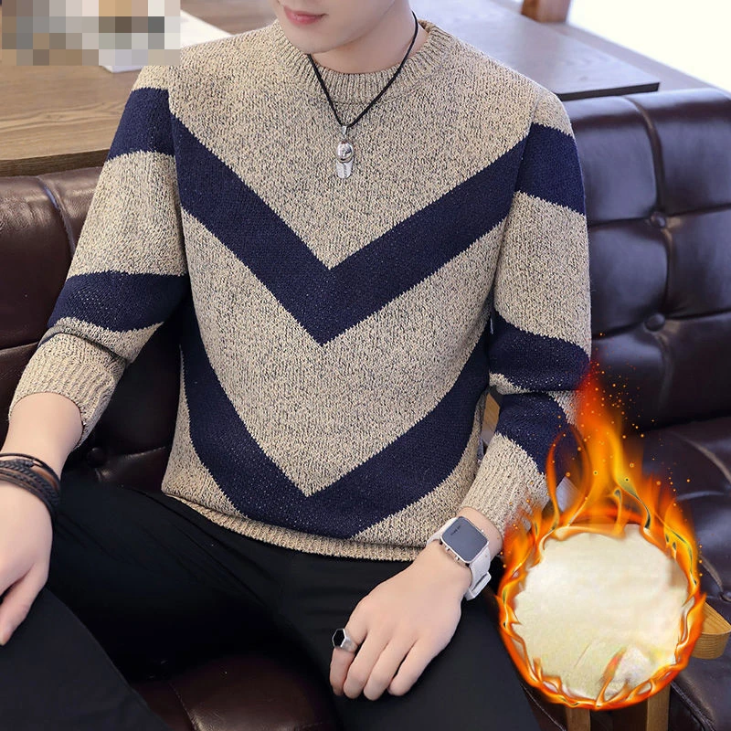 

Mens Sweater Autumn Men Long Sleeve Pullovers Outwear Fashion Check Print Round Neck Sweater Slim Fit Knit Sweaters Tops E591