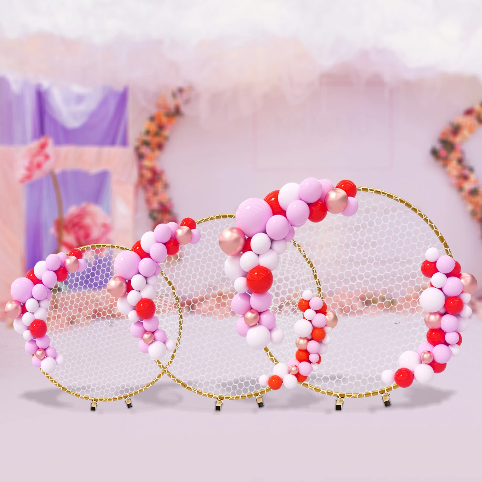 

Geometric Frame Gold Metal Ring Arch For Outdoor Party Wedding Background Decoration