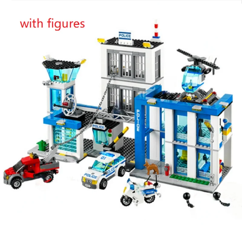

Bela 10424 City Police Station Model Building Bricks Kits Compatible 60047 Motorbike Helicopter Policeman Educational Toys