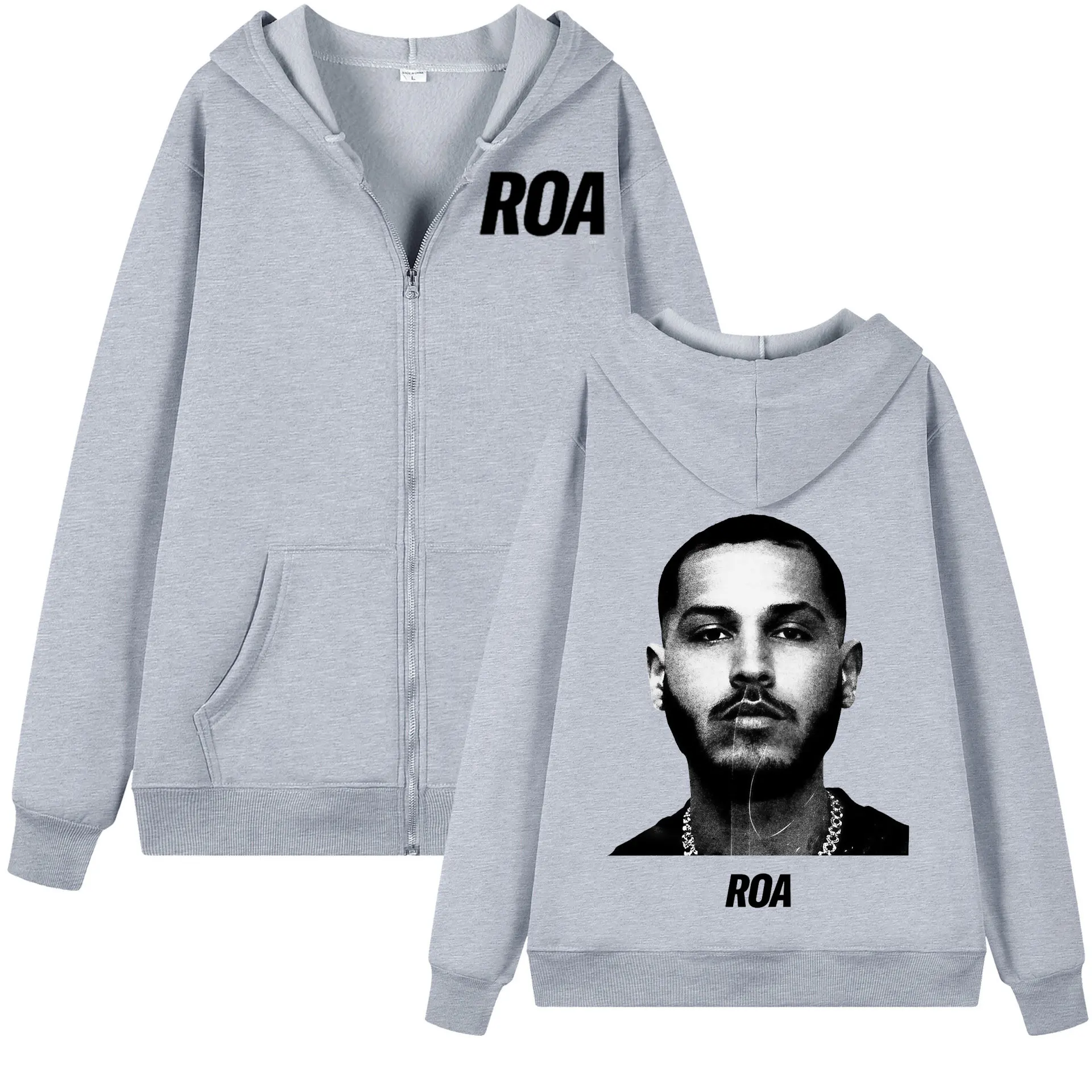 Толстовка с графическим принтом Rapper Roa, модная винтажная куртка на молнии в стиле хип-хоп, пуловеры для мужчин и женщин, повседневные флисовые толстовки с длинными рукавами (art.: 3920dbb999e28) - 3920dbb999e28