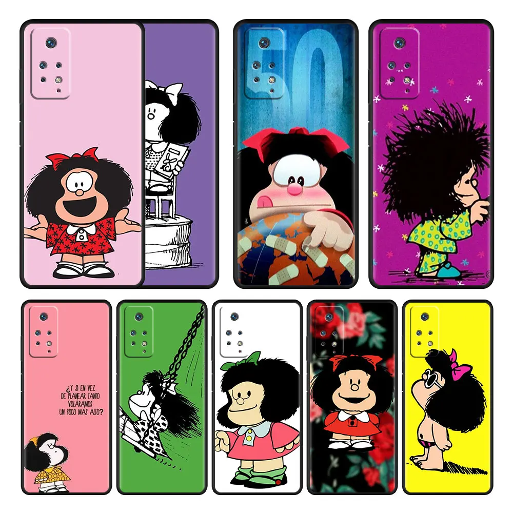 

For Xiaomi Redmi Note 9S 11 Pro 9 9C 9T K40 8 7 9A 10 10C 8T K50 Capinha Celular Coque Mafalda Girl