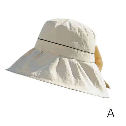 Летняя шляпа Женская универсальная Рыбацкая шляпа с бантом Черная складная шляпа теневая шляпа клей для экрана C7p0