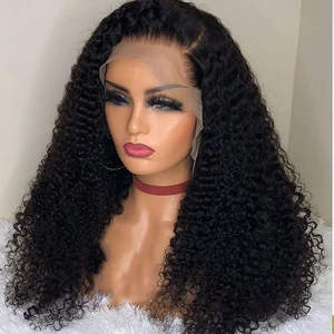 Soft Natural Hairline Black 6“Long Kinky Cruly 180Density Lace Front Wig for Women BabyHair Glueless Preplucked Daily Wear Wigs