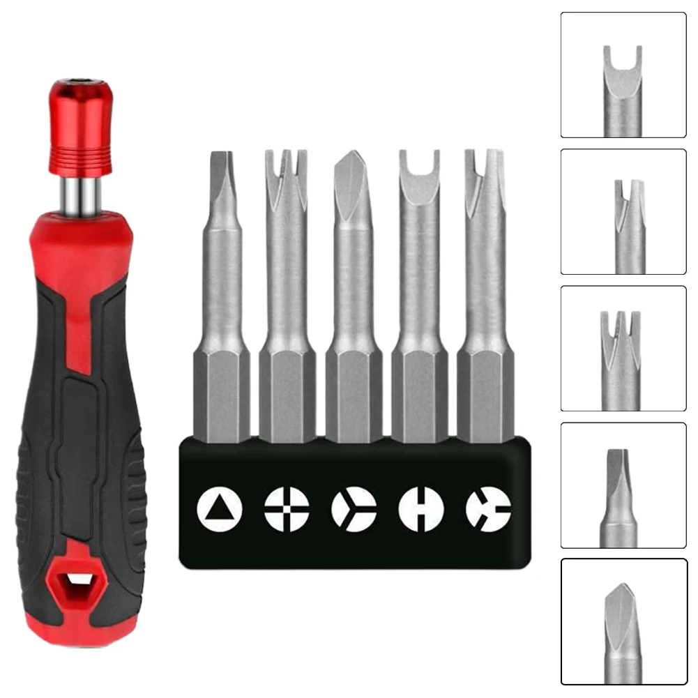 

5pcs Screwdriver Bits Set With Screwdriver Handle Hex Shank Screwdriver Bits Socket Wrench Spanner Screw Driver Kit Hand Tools
