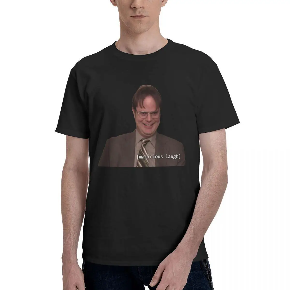 Men's T-Shirt Dwight Malicious Laugh The Office Fun 100% Cotton Tee Shirt Short Sleeve T Shirts Round Collar Clothing Gift Idea