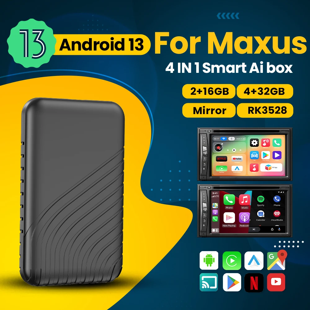 Android 13 беспроводной Carplay Auto для Netflix Youtube Global Langages Box Maxus G10 EV80 D90 T60 V80 ДОСТАВКА 9/7