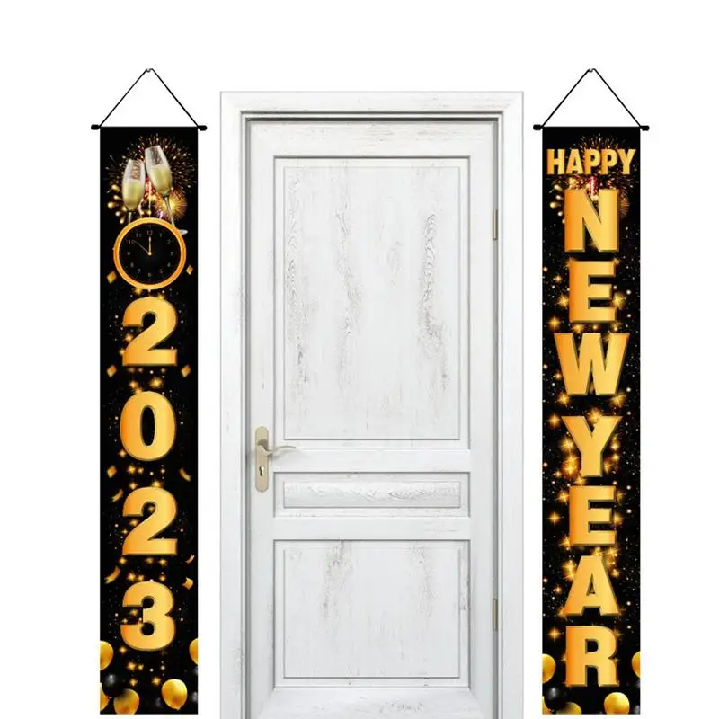 

Happy New Year Banner 70.87x11.81in Happy New Year Door Dangle Decorations New Years Eve Party Supplies For Front Door Porch