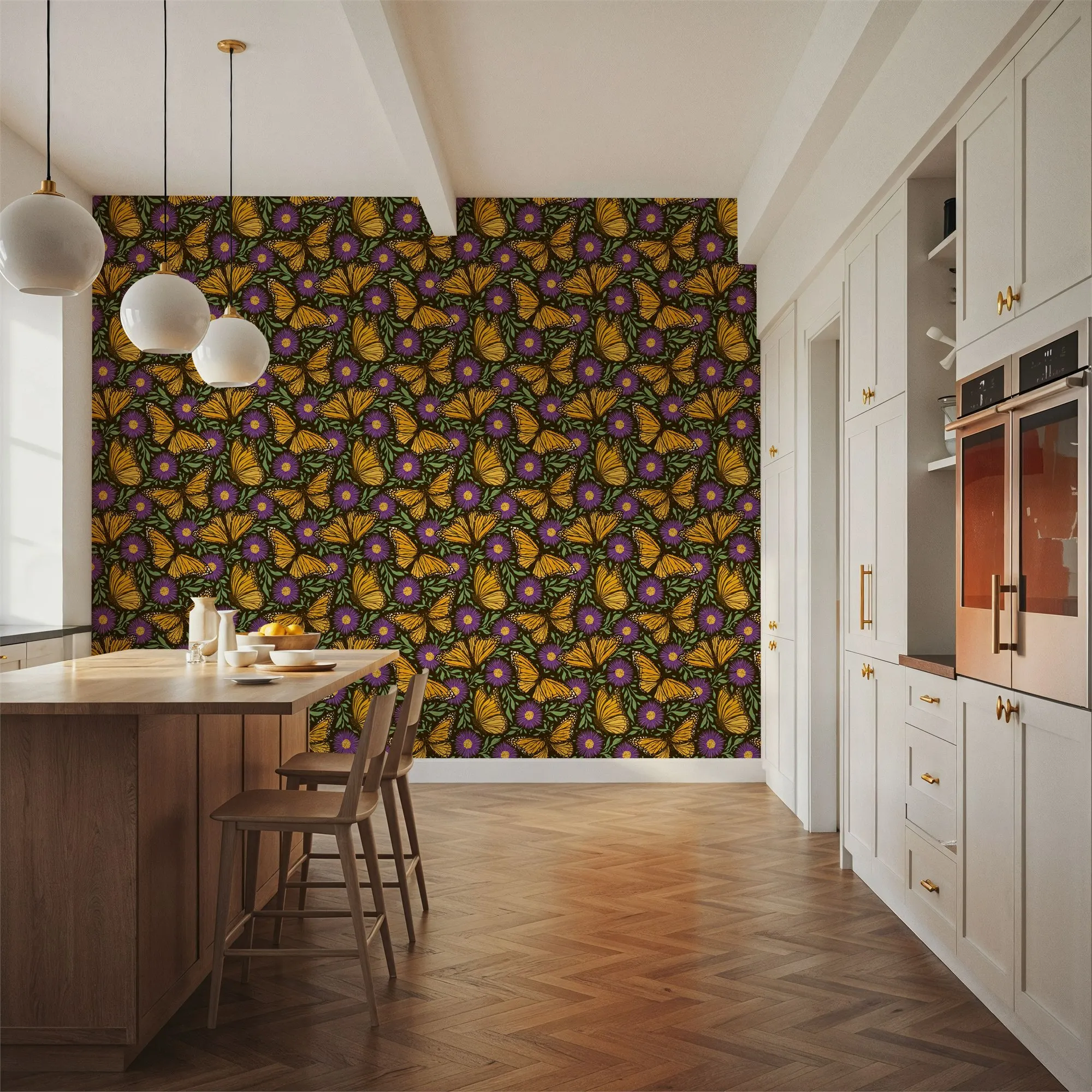 Фото Фотообои Papillion II фиолетового цвета для гостиной №2
