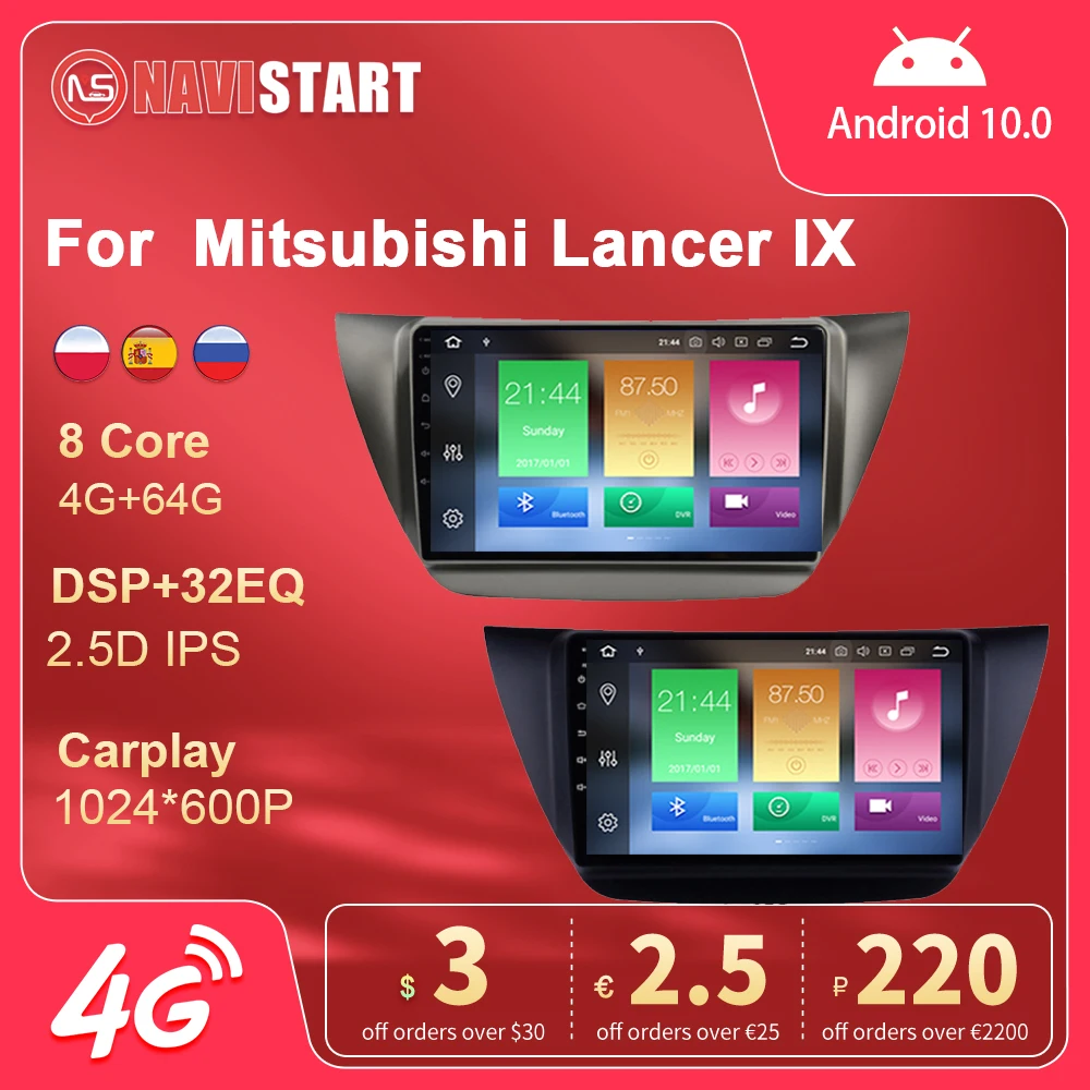

Автомагнитола IPS для Mitsubishi Lancer IX 2006-2010, 4G, Wi-Fi, навигация, GPS, камера, Android, авто Carplay, стерео, Android 10, DVD-плеер