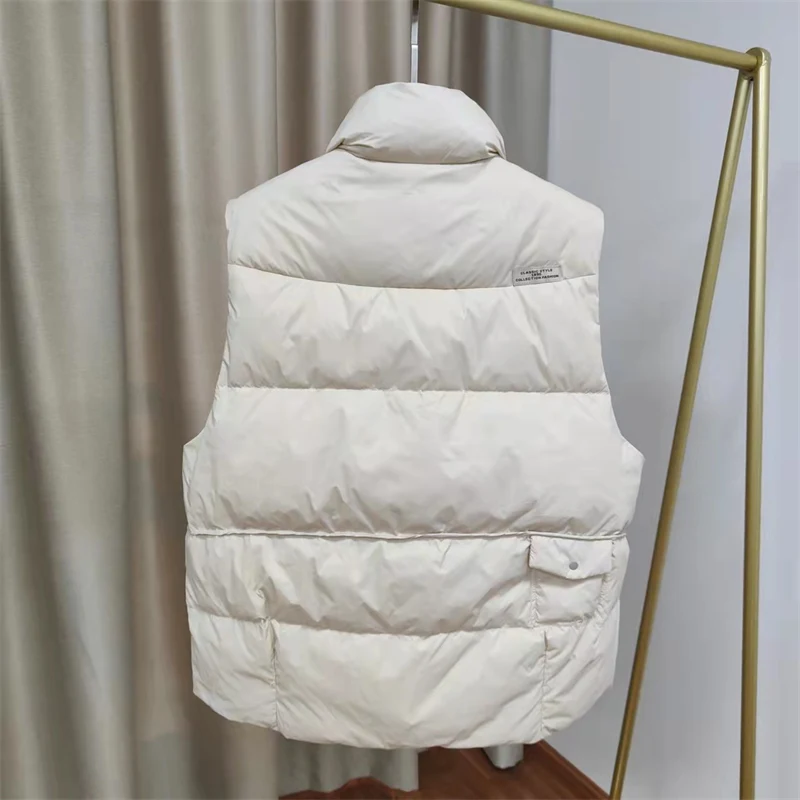 New down vest women's short stand collar rivet casual wear white duck down vest fashion waistcoat