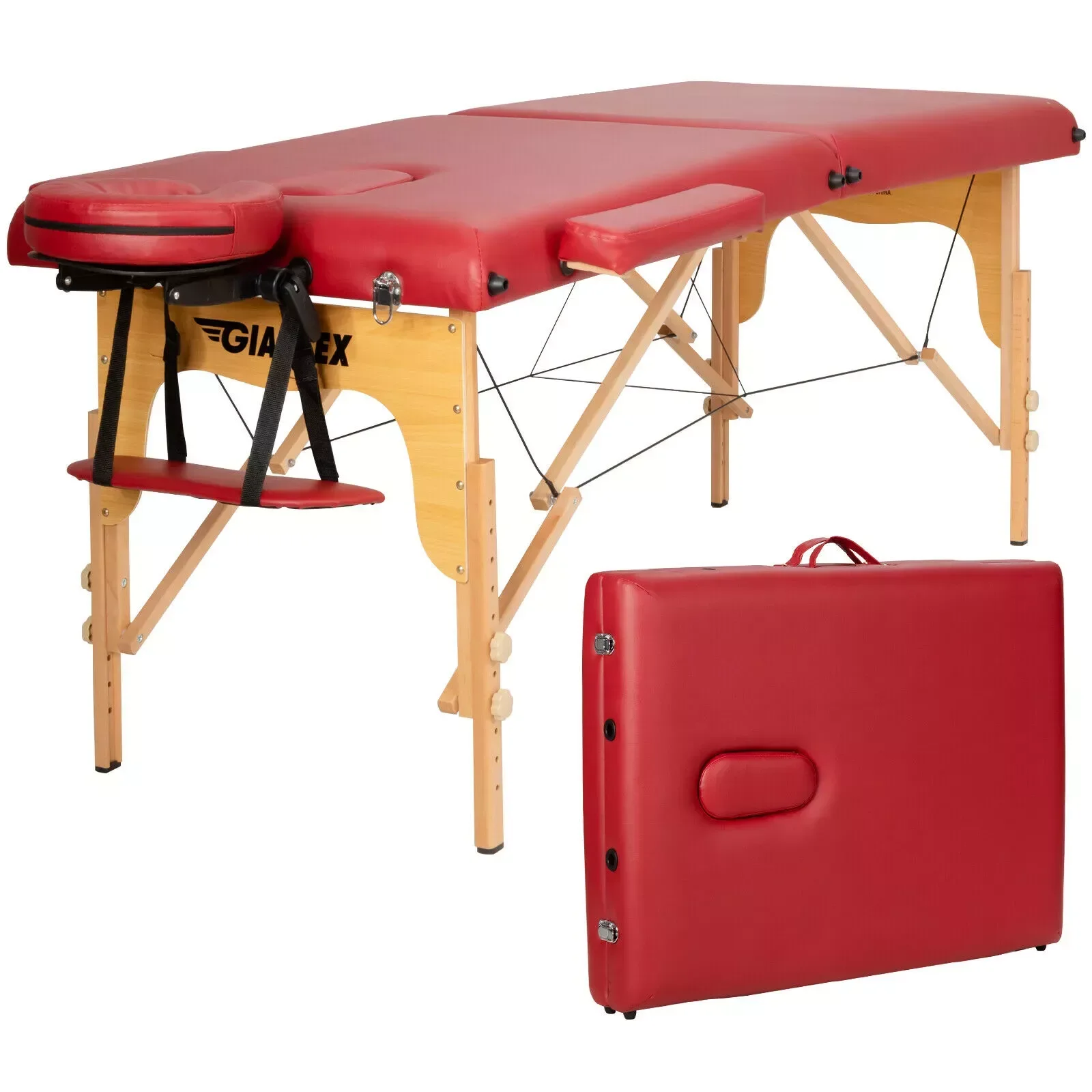 

Portable Massage Table Adjustable Facial Spa Bed Tattoo w/ Carry Case Red