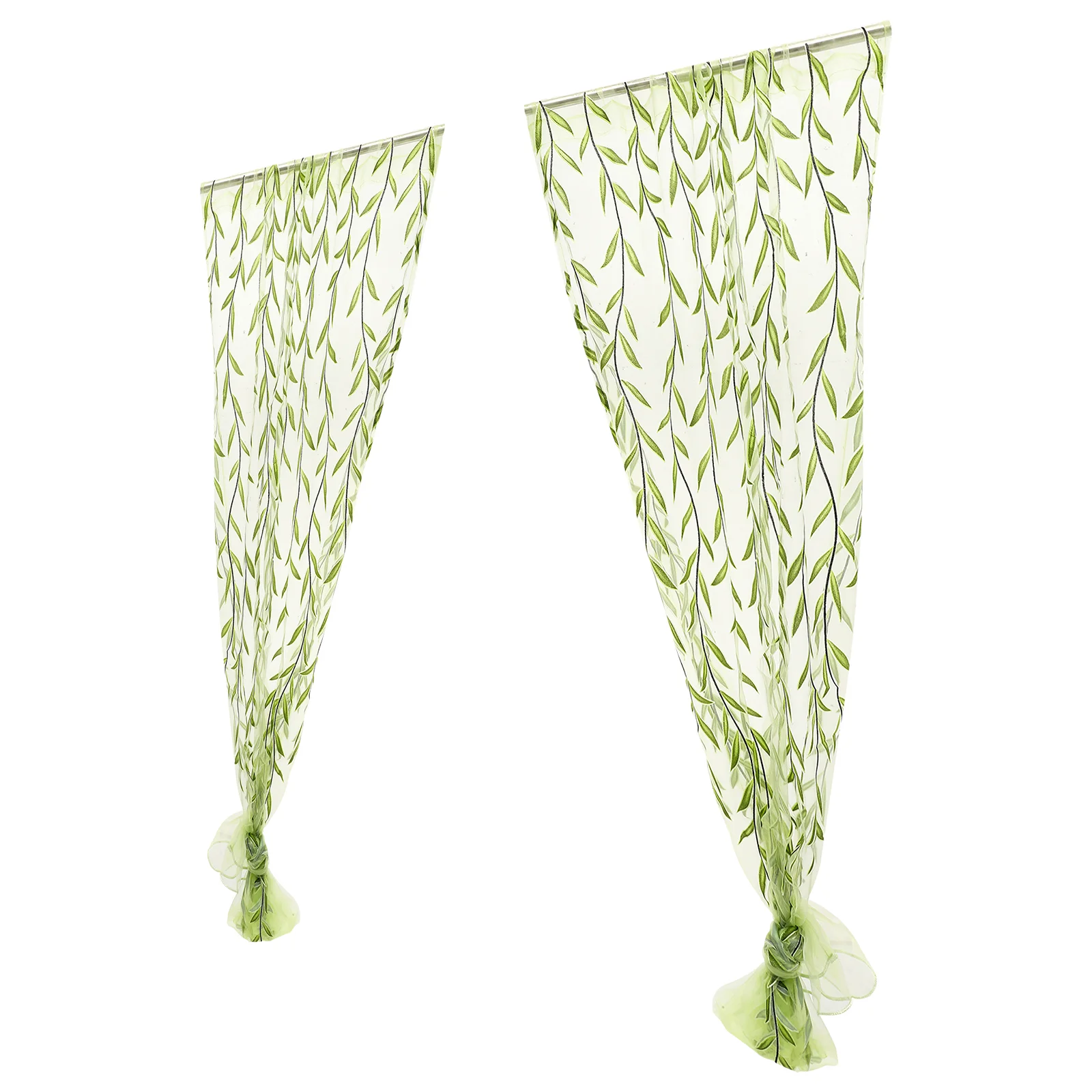 

Curtains Curtain Window Sheer Voile Tulle Panel Leaf Willow Embroidered Living Room Pattern Green Drapes Balcony Vine Sheers