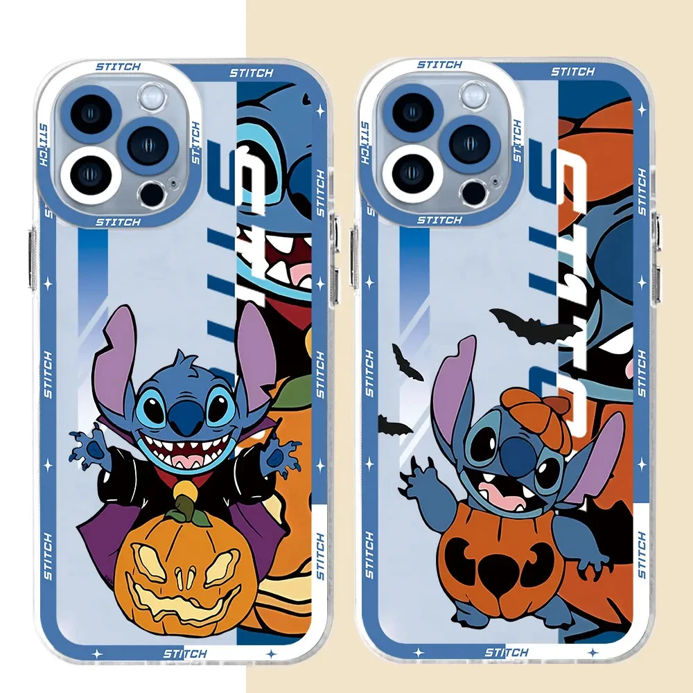 

Disney halloween Ponto Lilo & Stitch phone case 15 14 13 12 Mini 11 Pro Max X XR XS 7 8 Soft Silicone Cover Funda