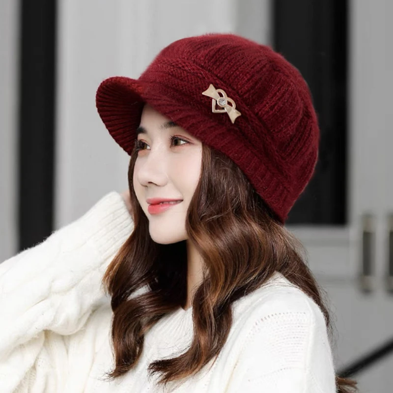 

Wool Women's Fashion Hat Plush Knitted Wind Shield Ear Guard Solid Color Atmosphere Simple Autumn And Winter Warm Hat Sombrero