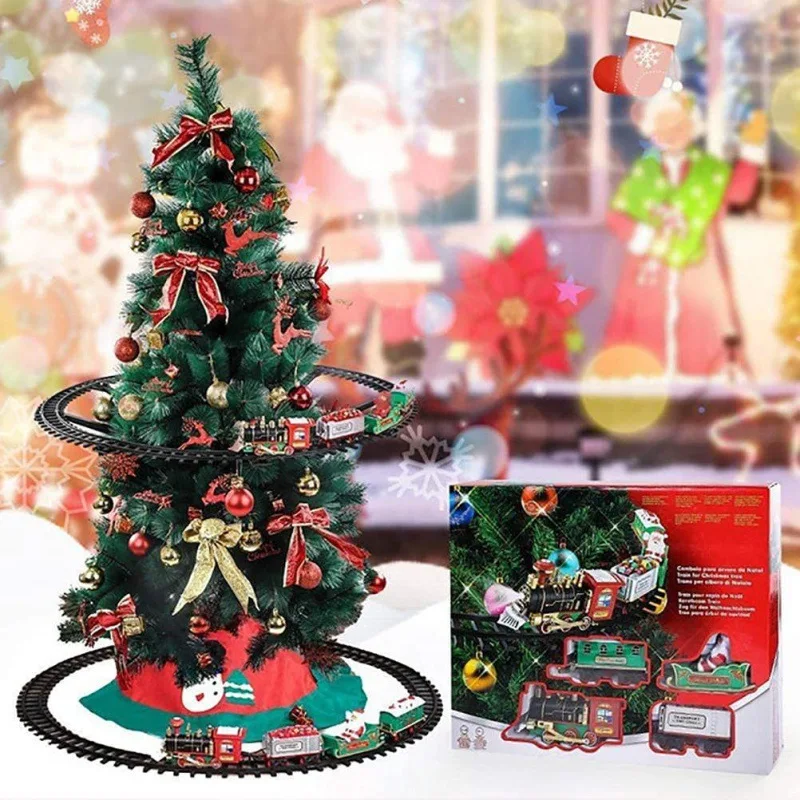 Christmas Train Toy 238-9  Electric Railway Train for Around Christmas Tree with Lights and Music Kids Toy Xmas Train Toys Gifts